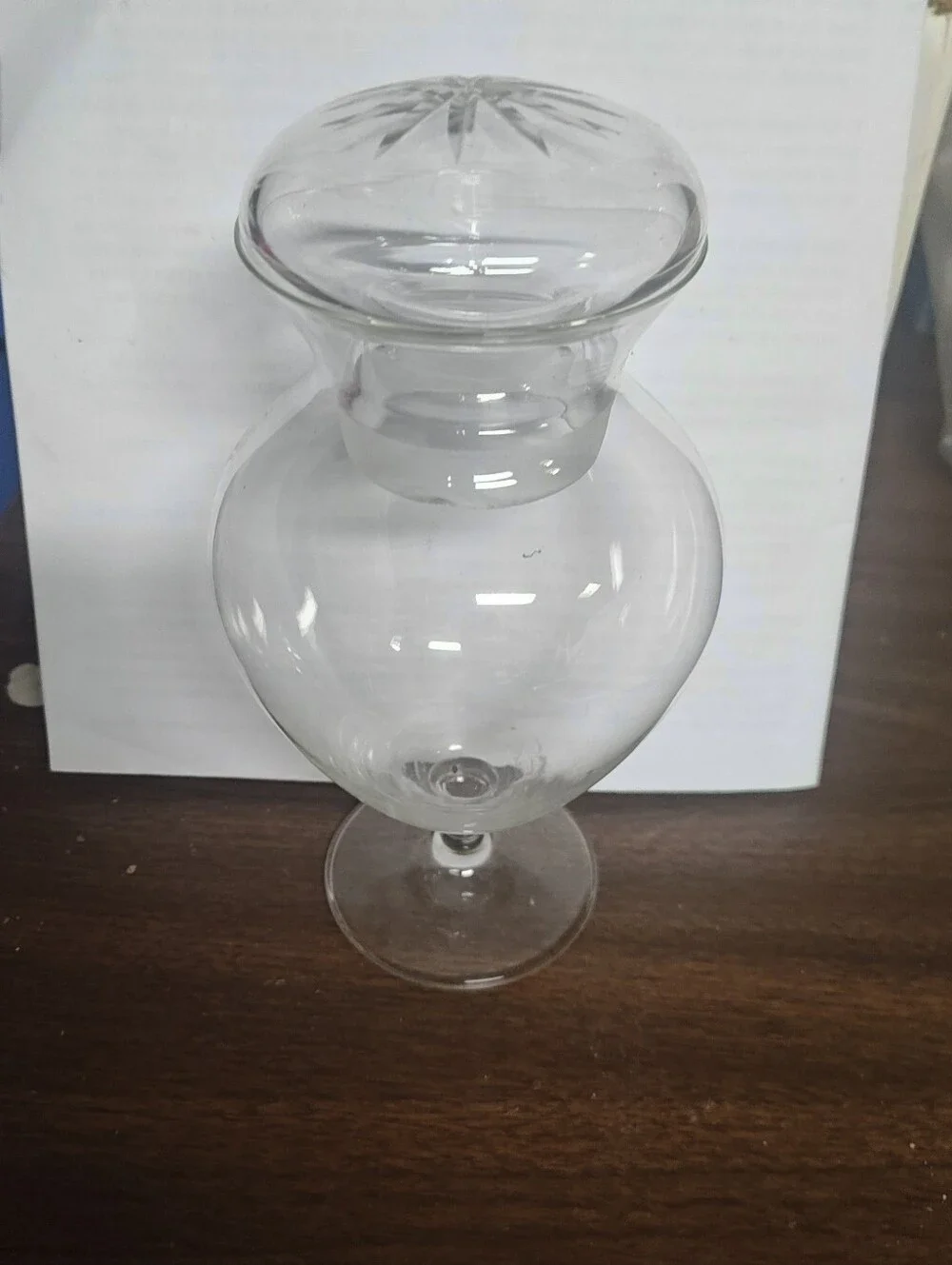 Clear Glass Apothecary Jar with Cut Star Lid